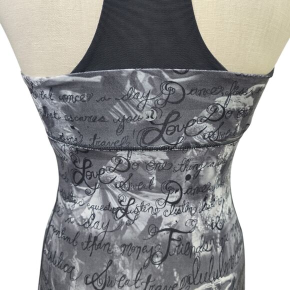 Lululemon Scoop Neck Workout Tank Top White Gray Cursive Script Womens Size 4 - Picture 5 of 12